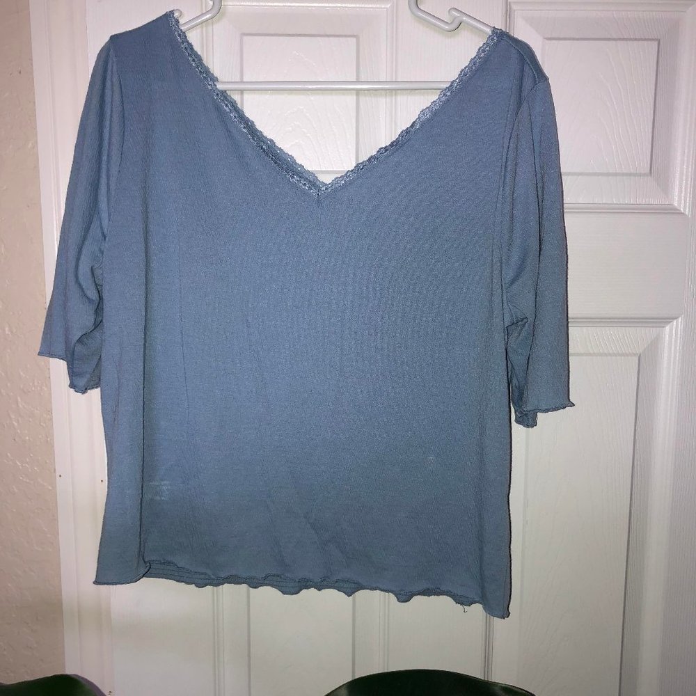 Soft Blue V Neck Tee